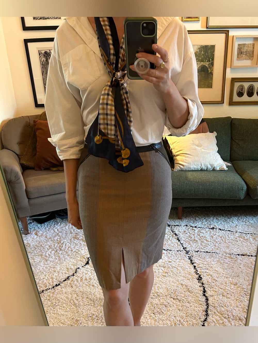 Wool and Leather Club Monaco Pencil Skirt